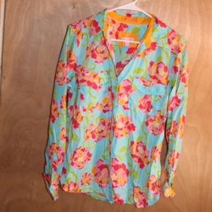 Lilly Pulitzer Womens Floral Blouse Size Large